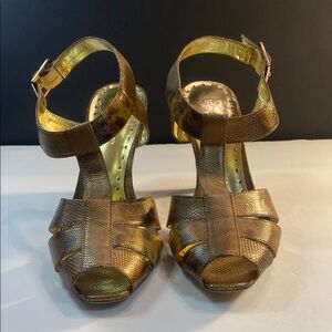 Gold Strappy Women's Sandals 4 inches